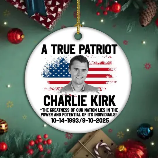 Charlie Kirk Memorial Holiday Ornament – American Tribute Ceramic Decoration