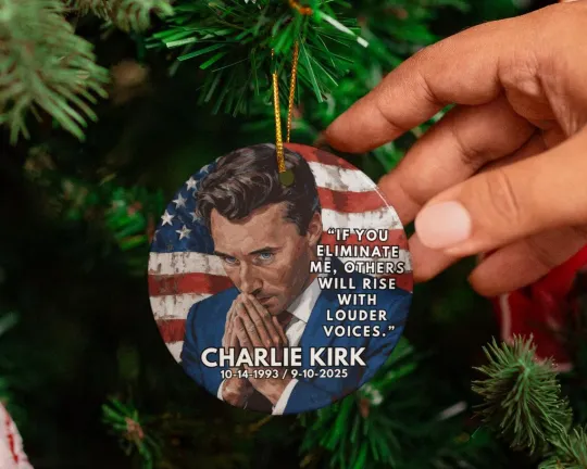 Charlie Kirk Memorial Holiday Ornament – Tribute Style Ceramic Keepsake Gift
