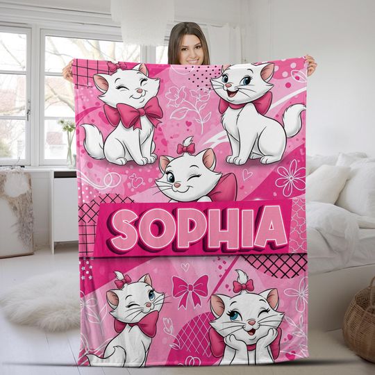 Discover Personalized The Aristocats Marie Disney Cat Blanket, Cat Lovers Birthday Girl Gift