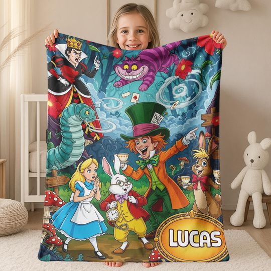 Discover Custom Name Alice in Wonderland Disneyland Fleece Blanket