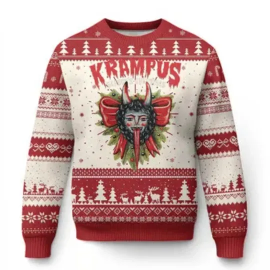 Xmas Krampus Ugly Christmas Sweater Season Greeting Coquette Bow Krampus