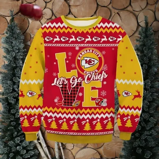Discover Love Let’s Go Chiefs Ugly Christmas Sweater