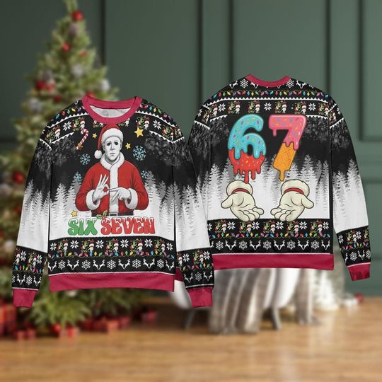 Michael Myers Six Seven Ugly Christmas Sweater, 67 Xmas Meme Shirt
