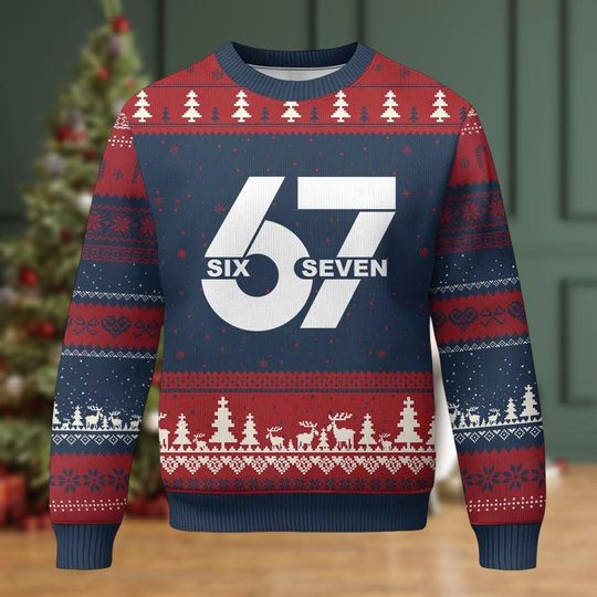 Discover Funny 67 Christmas Ugly Sweater, Six Seven Meme Holiday Sweater, Xmas Santa Says Six Seven Shirt