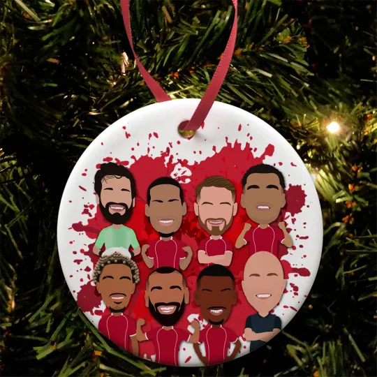 Discover Liverpool 2025-26 Christmas Tree Decoration Bauble Ceramic Salah SPLASH DESIGN