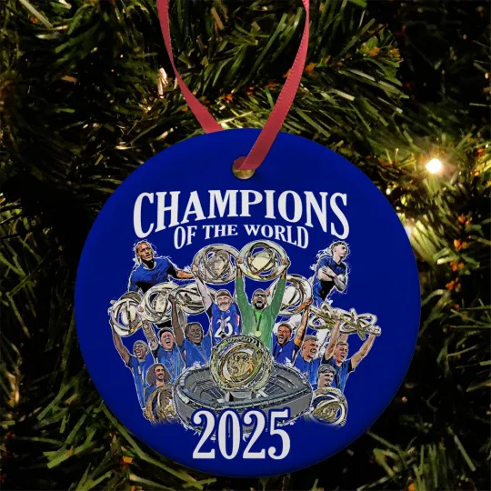Discover Chelsea Champions Of The World 2025 Xmas Tree Decoration Flat Ceramic Bauble