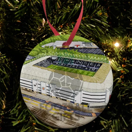 Discover Swansea Around The Grounds Swansea.com Stadium Water Colour Ceramic Xmas Bauble