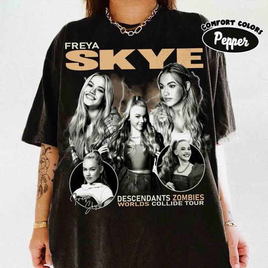 Discover Disney Freya Skye Portrait T-shirt, Descendants Zombies Tour Shirt, Disney Worlds Collide Tour Tee, Descendants Zombies Music Concert Tee