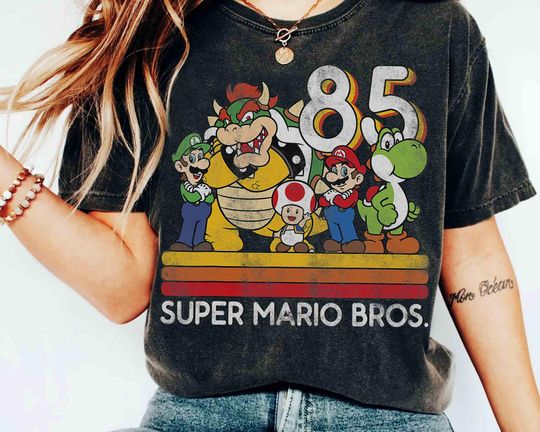 Vintage Nintendo Super Mario Bros Retro Character T-Shirt, Nintendo World Family Holiday Tee, Universal Orlando Birthday Gift