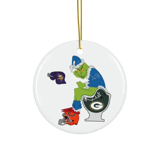 Detroit Lions funny character Sits On Toilet NFC North Funny Christmas Ornament