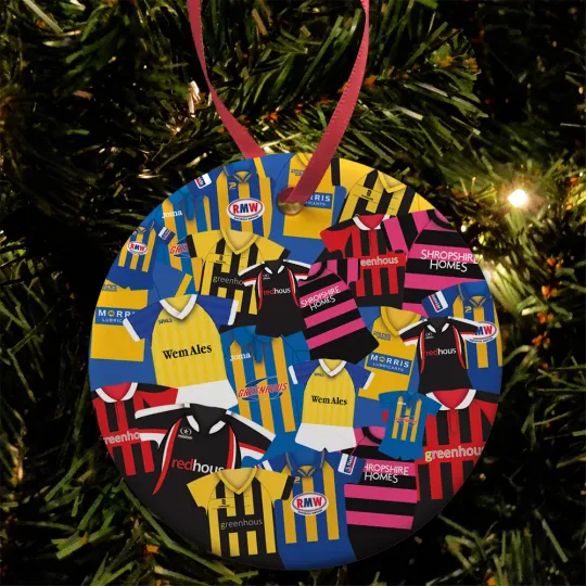 Discover Shrewsbury Town Retro Kit Mash Christmas Tree Bauble Decoration Ceramic Gift