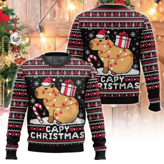 Discover Capy Christmas Capybara Ugly Christmas Sweater