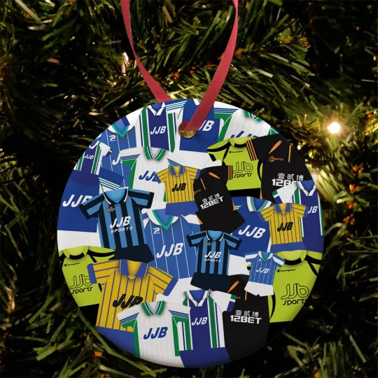 Discover Wigan Athletic Retro Kit Mash Christmas Bauble Decoration Ceramic Fans Gift