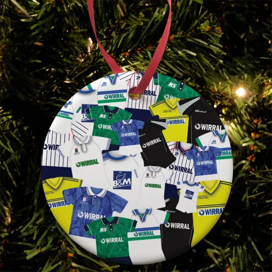 Discover Tranmere Rovers Retro Kit Mash Christmas Bauble Decoration Ceramic Fans Gift