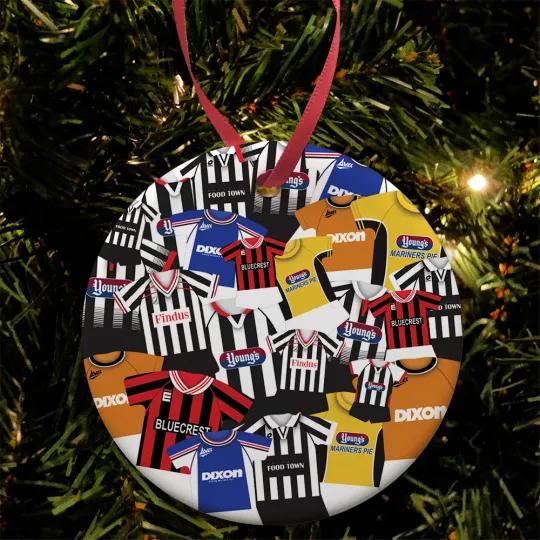 Discover Grimsby Town Retro Kit Mash Christmas Bauble Decoration Ceramic Fans Gift