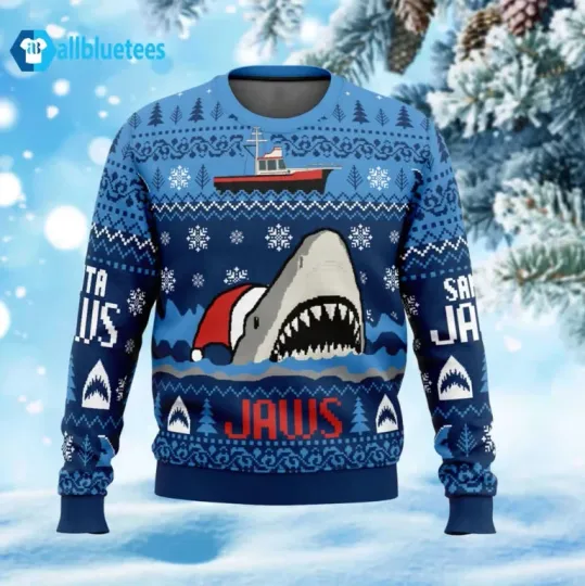 Shark Santa Jaws Ugly Christmas Sweater Xmas Gift For Fans