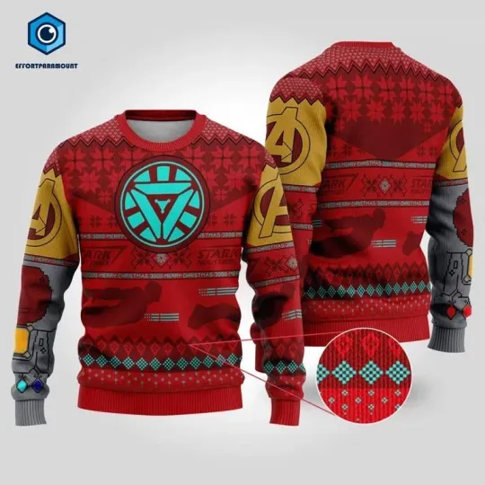 Iron Man Ugly Christmas Sweater, Tony Stark Sweatshirt, Superhero Christmas Movie