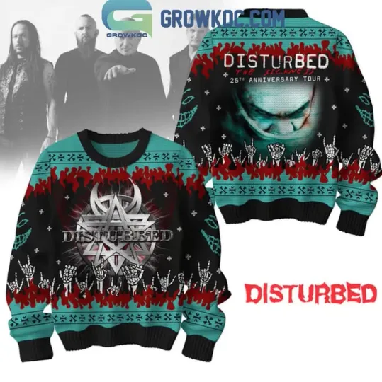 Disturbed 25th Anniversary 2025 Merry Our Christmas Together Ugly Sweater