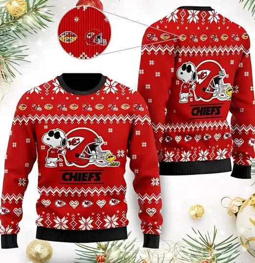 Discover XMAS K.C Cute The Snoopy Show Football Helmet Ugly Christmas Sweater