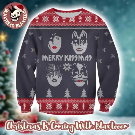 Discover K*iss Merry K*issmas Ugly Xmas Sweater, Band Faces Snowflake Vintage Pattern