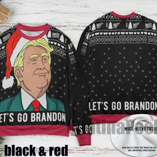 Discover Let’s Go Brandon Trump 2025 Matching Xmas Sweater, Funny President Gift