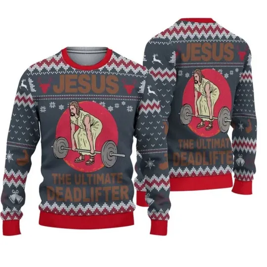 Discover Jesus The Ultimate Deadlifter PREMIUM Merry Christmas Ugly Sweater S-5XL