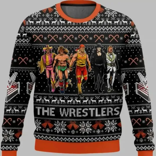 Discover Wrestling Entertainment The Wrestlers Ugly Christmas Sweater Men’s Holiday Pullover Retro Wrestling
