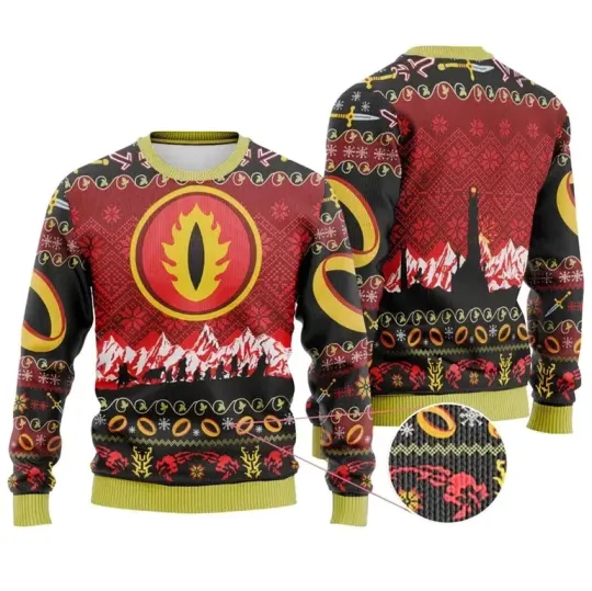Lord Of The Ring Ugly Sweater, Sauron Eye Ugly Christmas Sweater