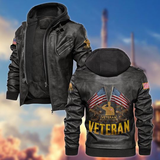 Discover Veterans Leather Jacket For Men, Patriot Leather Jackets For Husband, Military Leather Jacket, Vets Bomber Jacket, Veteran Gifts For Men