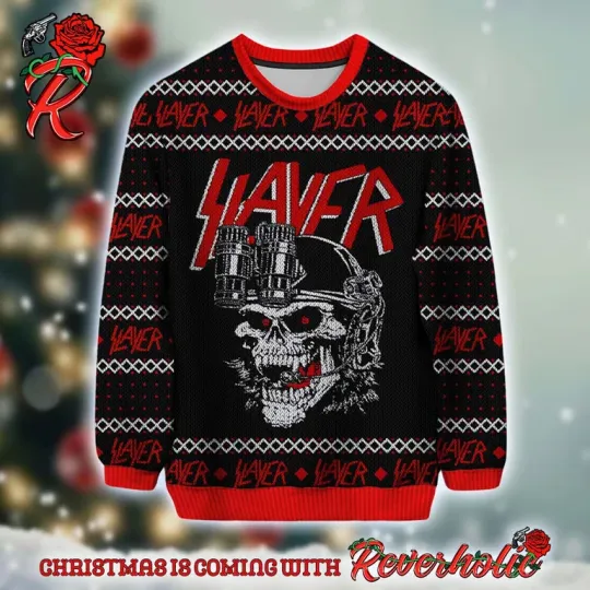 Discover Slayer Reign In Blood For The Holiday Skull Knitted Ugly Sweater