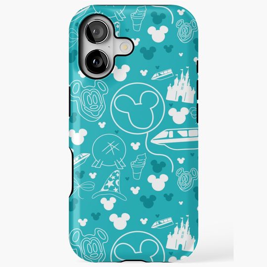 Discover Teal Magical Castle Pattern | Whimsical Disney Park-Inspired Design iPhone Case
