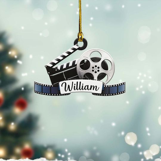 Discover Personalized Movie Director Christmas Ornament, Custom Name Film Reel Decor, Filmmaker Gift, Clapperboard Ornament, Xmas Decor
