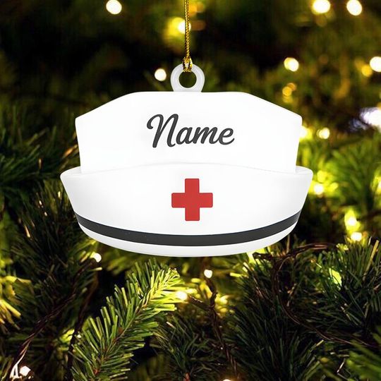 Discover Personalized Nurse Hat Christmas Ornament, Custom Name RN Gift, Doctor Appreciation, Medical Ornament, Xmas Tree Decor