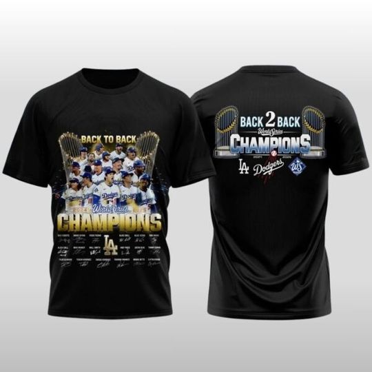 LA Dodgers World Series Champions Back To Back 2024-2025 T-Shirt RPrint