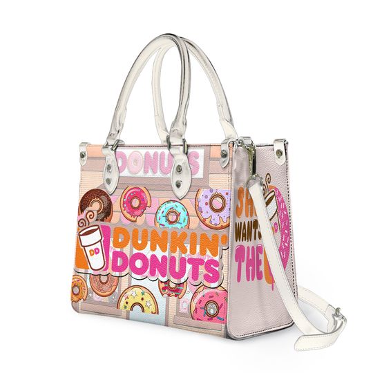 Dunkin Donut Leather Handbag, Fast Food Fan Shoulder Bag