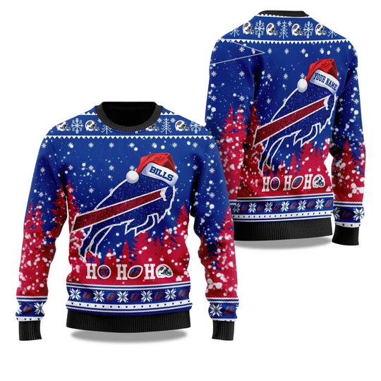 2025 Buffalo Bills Santa Christmas Custom Name Ugly Sweater