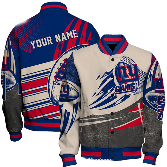 New York Giants  Custom Name AOP Varsity Baseball Jacket