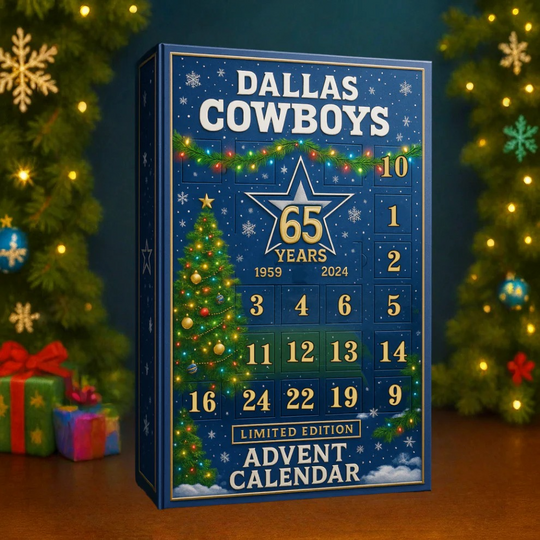 HOT Dallas Cowboys Advent Calendar 2025 65TH ANNIVERSARY Christmas Gift, 2D Flat Christmas Tree Decor
