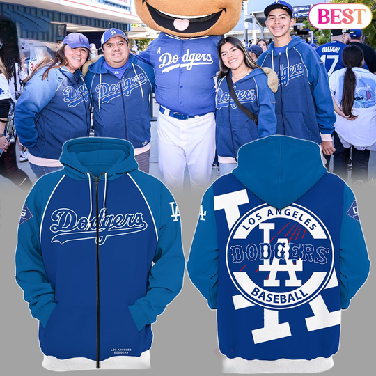 Discover Los Angeles Dodgers Baseball Design Zip Hoodie