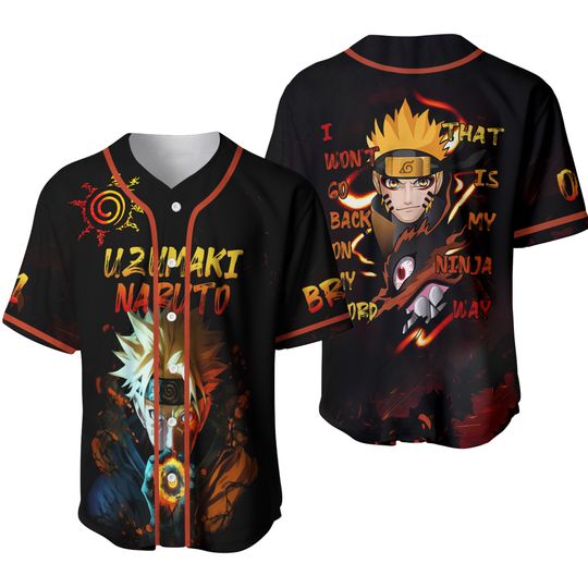 Uzumaki Narutoo Ninja Anime Personalized Baseball Jersey Size XS To 5XL