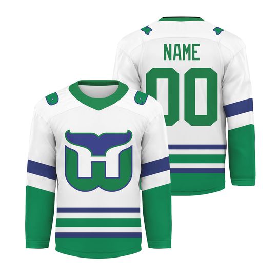 Hartford Whalers White Limited Hockey Shirt, All Print, Custom Name - Number