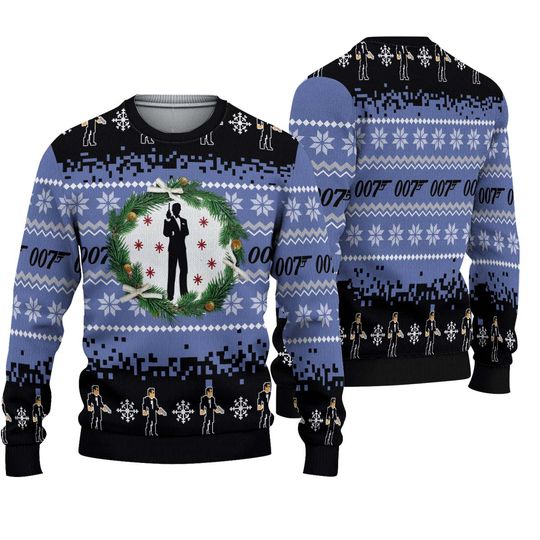 007 James Bond Xmas Gift For Family Ugly Christmas Sweater (AOP) Size S-5XL