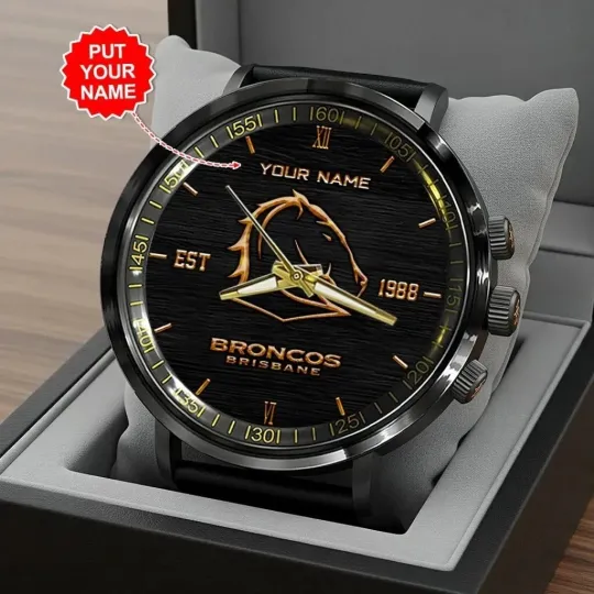 Discover Personalized Brisbane Broncos Black Stainless Steel Watch