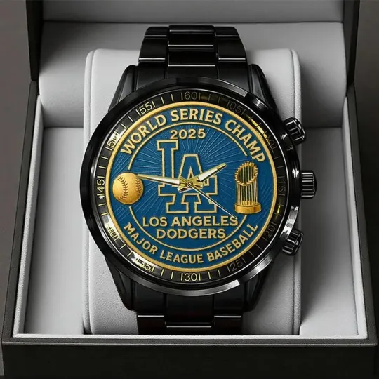LA Dodgers World Series 2025 Black Stainless Steel Watch