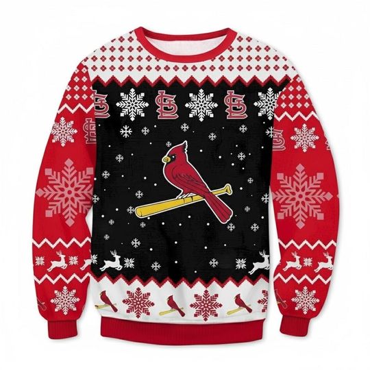 Discover Red Bird Grin Ugly Holiday Sweater, Funny Christmas Knit Pullover, Cozy Winter Party Jumper