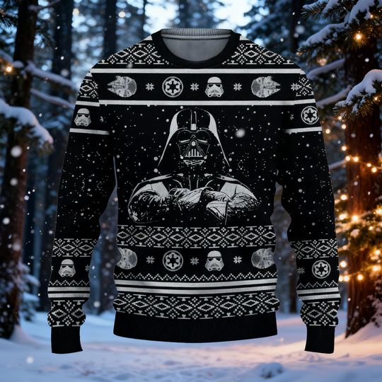 Discover Dark Lord Sith Christmas Ugly Sweater, Galaxy Crewneck, Sci-Fi Movie Fan Gift, Space Opera Shirt, Ugly Holiday Party Ugly