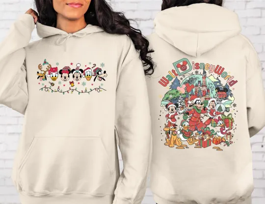 Discover Vintage Mickey and Friends Christmas Hoodie  Disney Family Christmas Hoodie