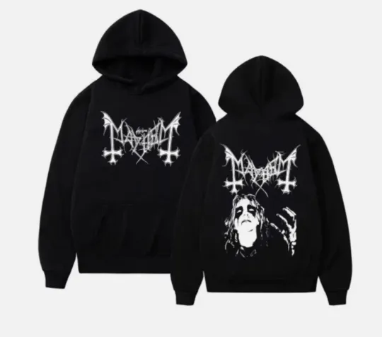Discover Mayhem Black Metal Hoodie Men Women Vintage Rock Band Oversized Sweatshirt