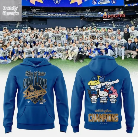 Discover Los Angeles x Kitty And Friends 2025 World Series Champions Hoodie