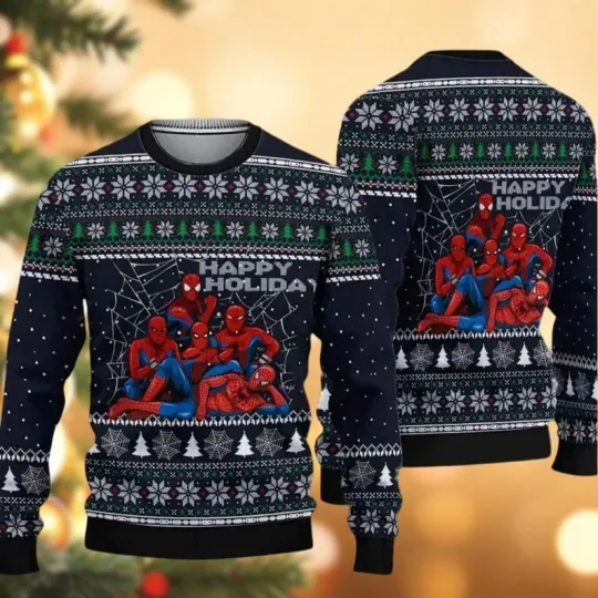 Spider Man Ugly Christmas Sweater, Spiderman Xmas Sweater, Avengers Christmas Sweater